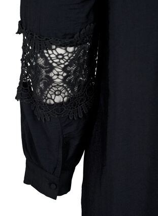 Viscose jurk met gehaakte details, Black, Packshot image number 3