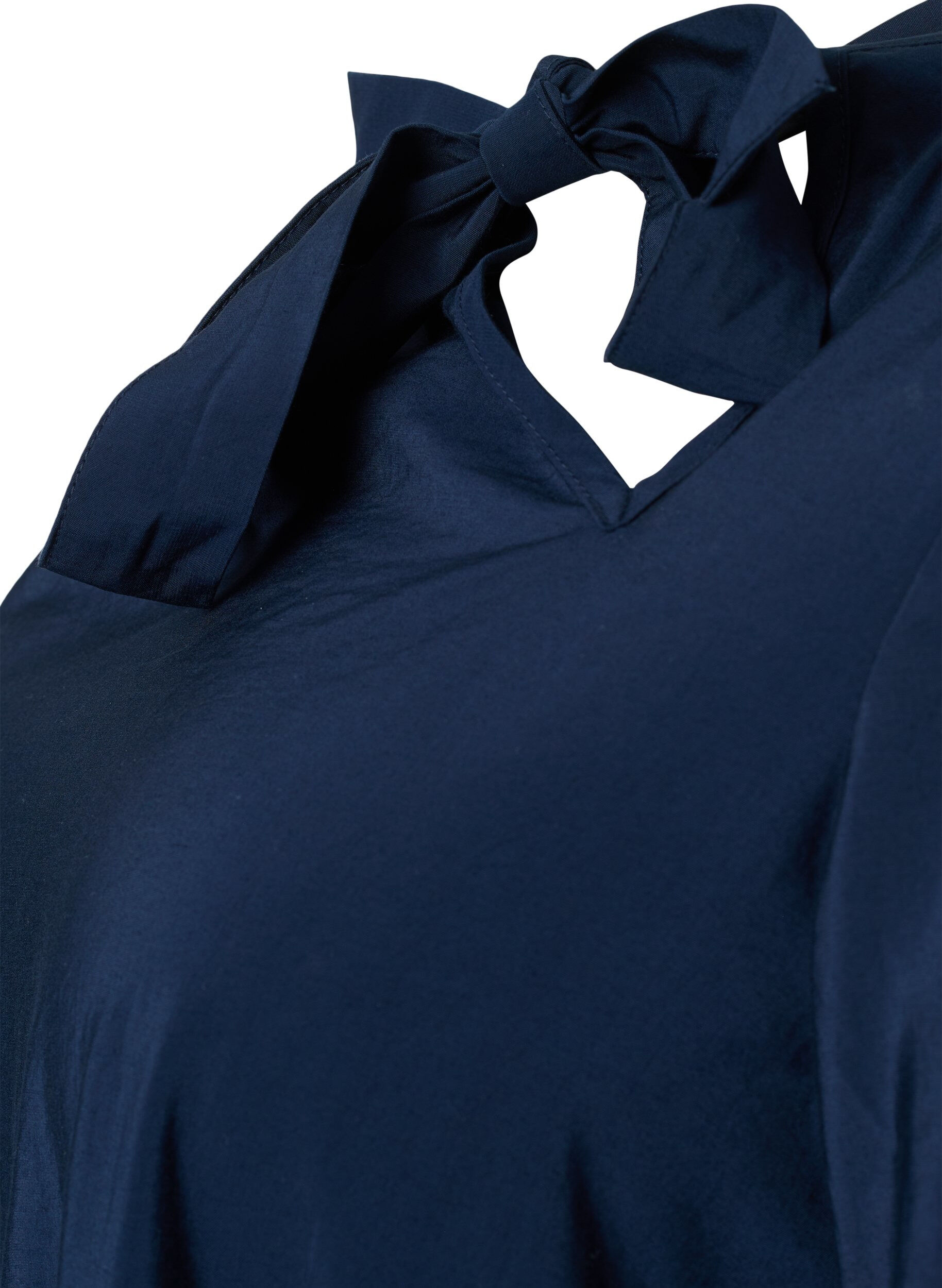 Zizzi Viscose jurk met lange mouwen en strik, Total Eclipse, Packshot image number 2