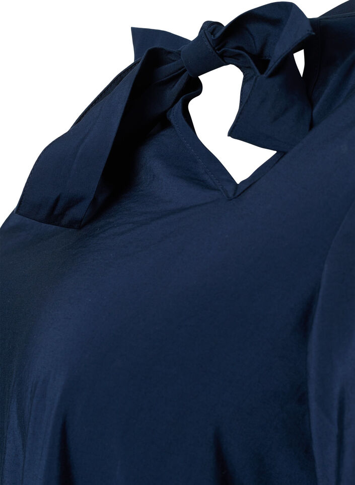 Viscose jurk met lange mouwen en strik, Total Eclipse, Packshot image number 2