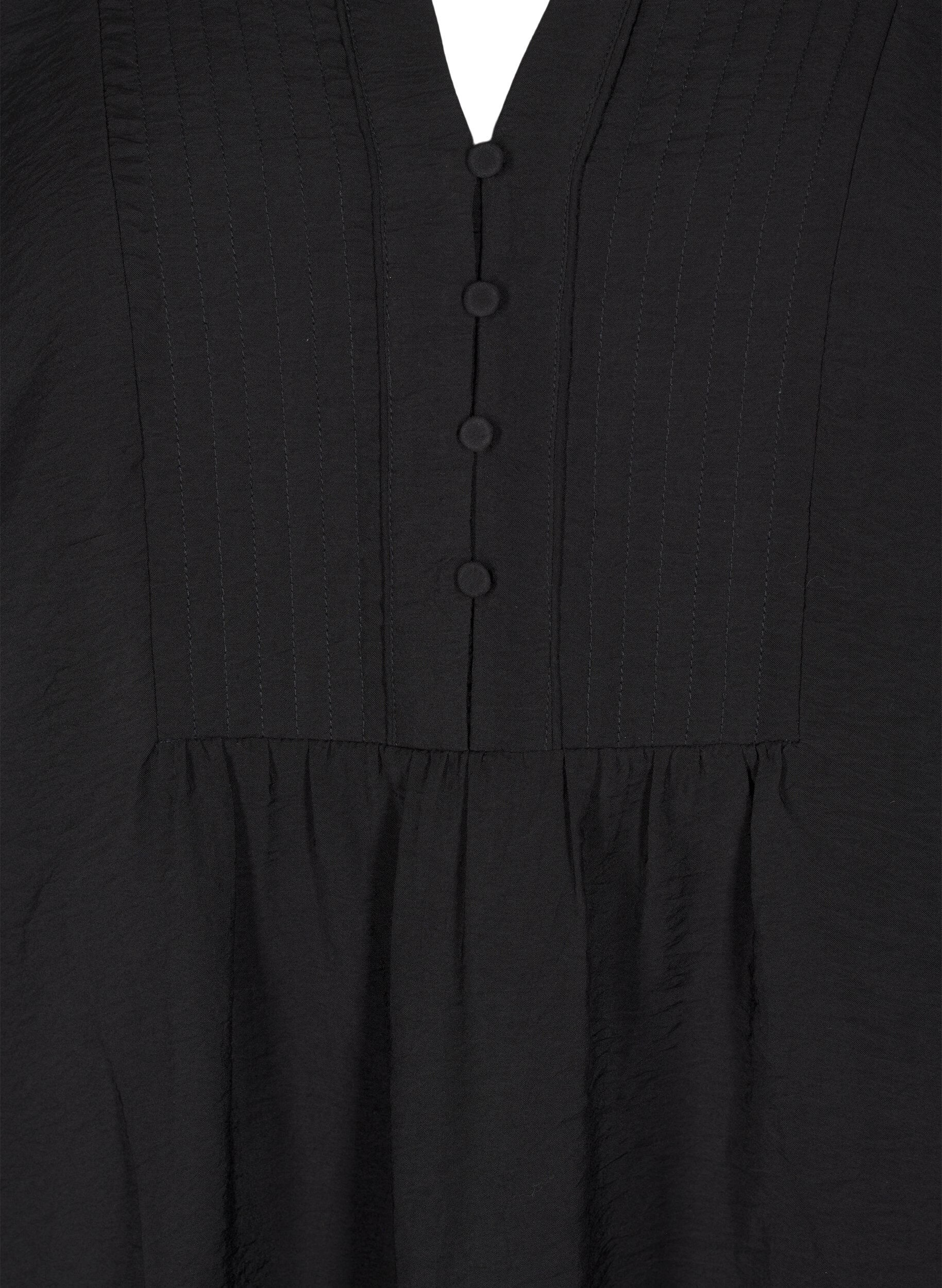 Zizzi Blouse met lange mouwen en een V-hals, Black, Packshot image number 2