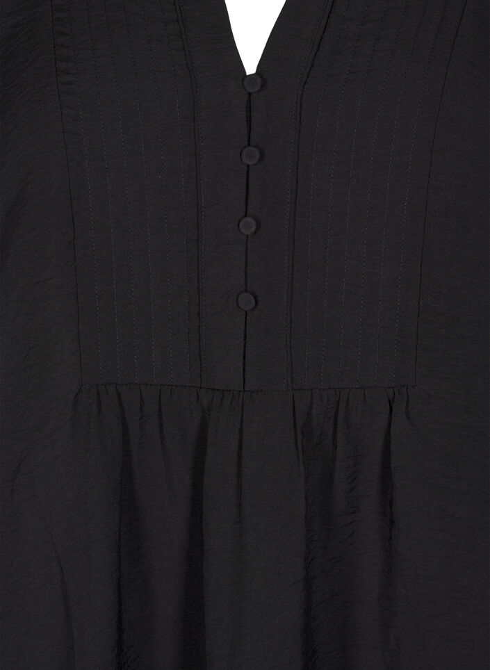 Blouse met lange mouwen en een V-hals, Black, Packshot image number 2