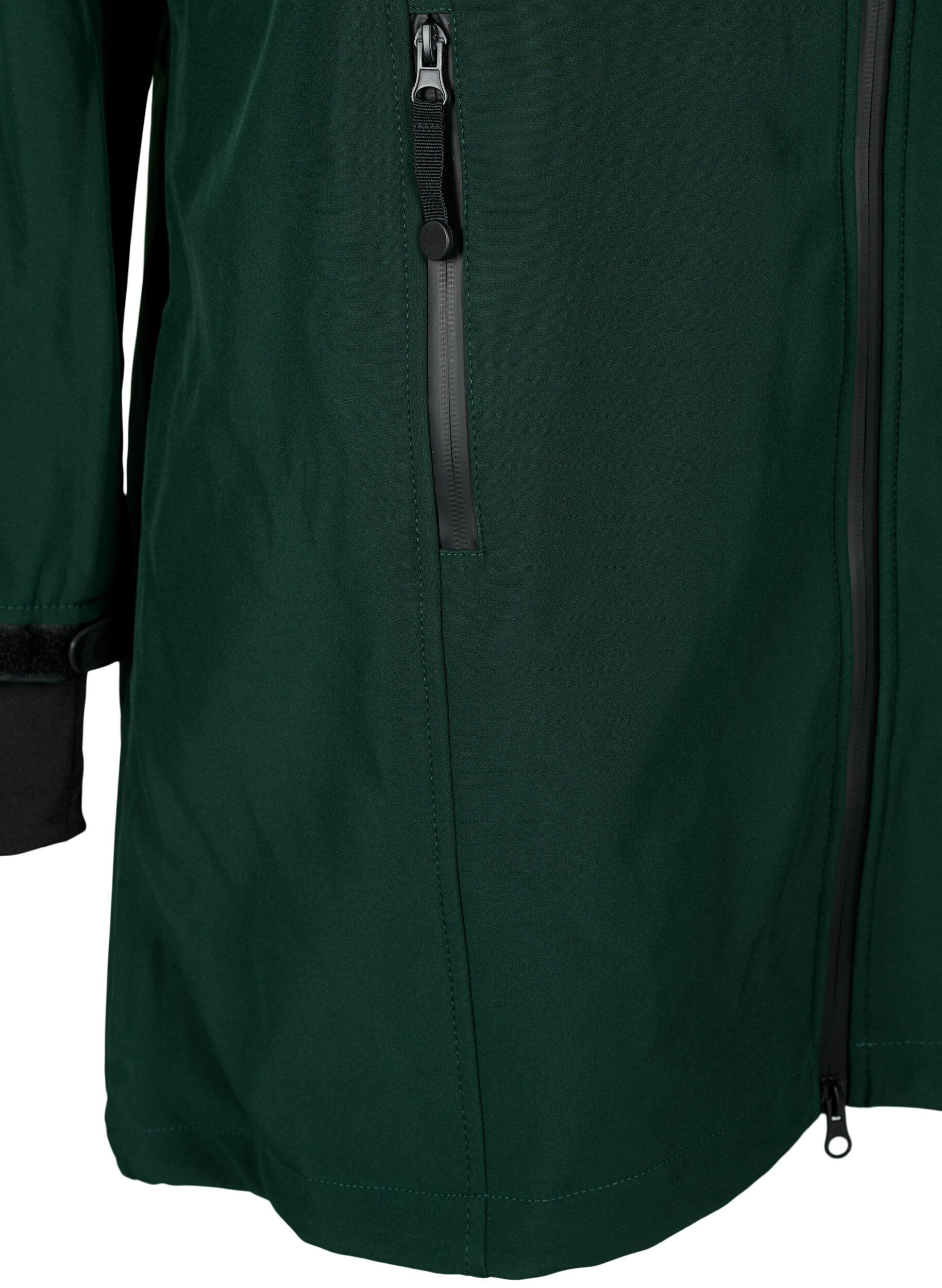 Zizzi Softshell jas met afneembare capuchon, Groen, Packshot image number 3
