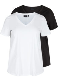Set van 2 basic katoenen t-shirts, Bright White