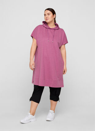 Lang sweatshirt met korte mouwen, Grape Nectar Melange, Model image number 2