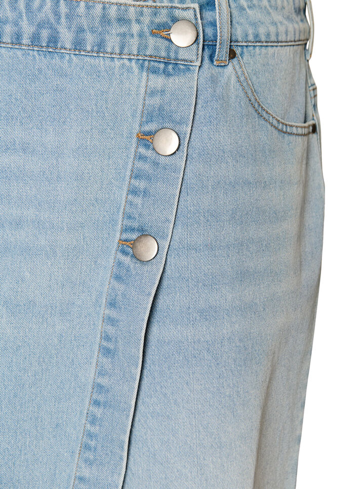 Denim skort met overslag en hoge taille, Blauw, Packshot image number 2