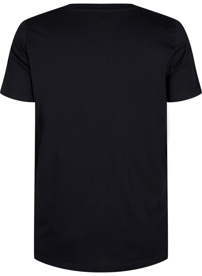 Katoenen T-shirt met strasmotief, Black w. Dream, Packshot image number 1