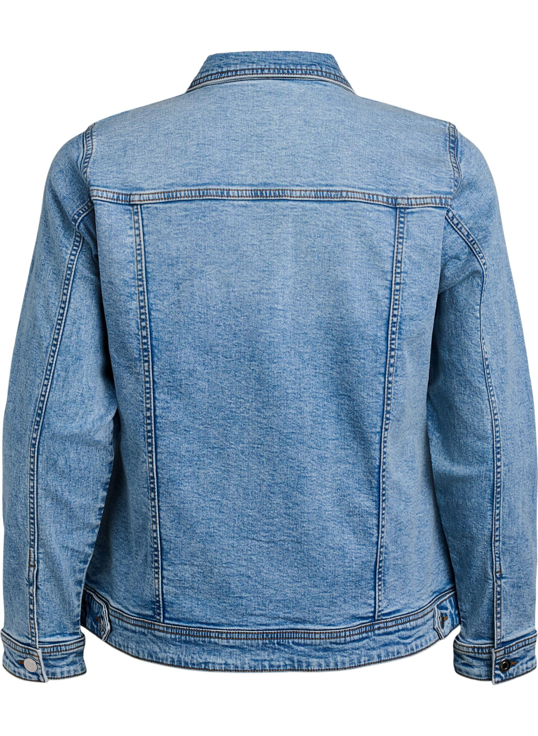 Zizzi Denimjack met een klassieke snit, Blauw, Packshot image number 1