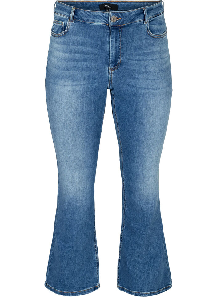 Ellen bootcut jeans met hoge taille, Blue denim, Packshot image number 0