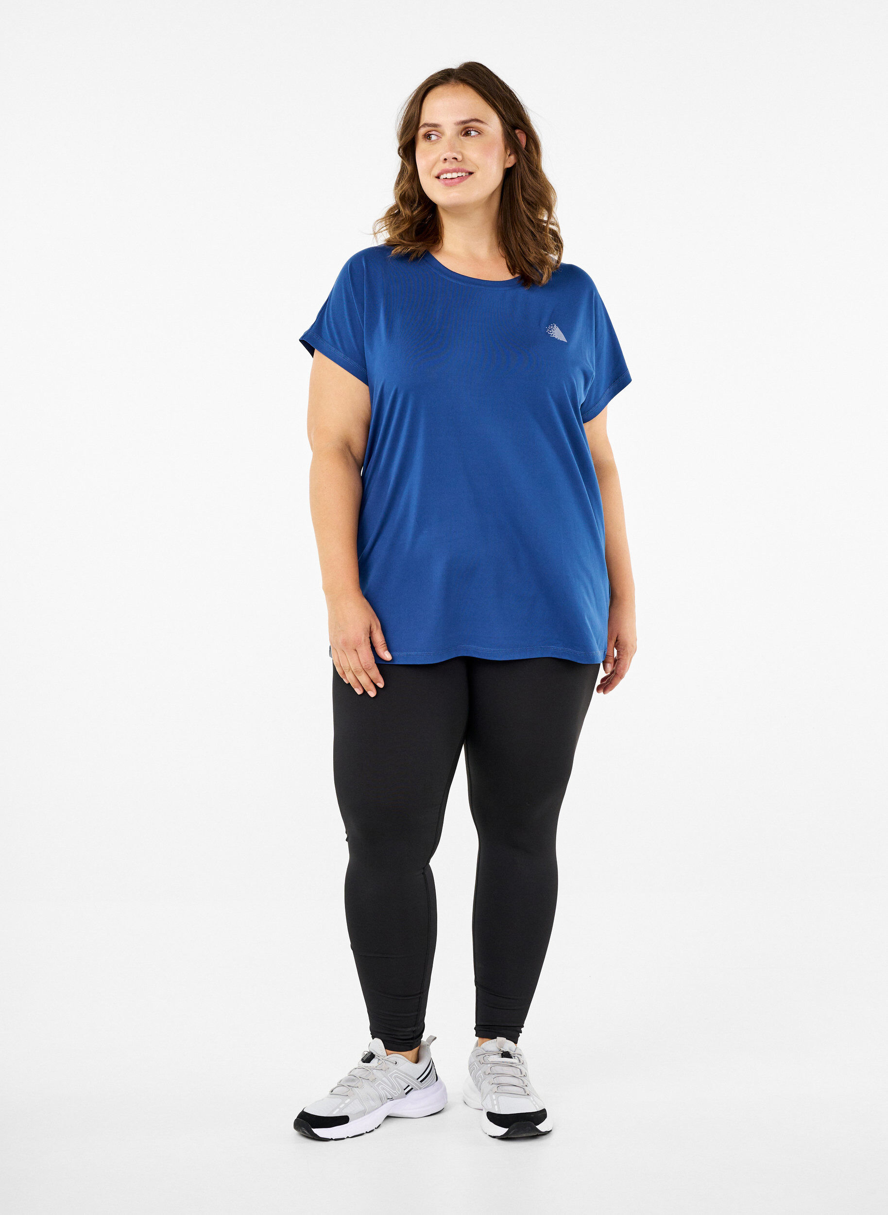 Zizzi Effen gekleurd T-shirt voor sporten, Blauw, Model image number 1