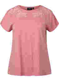 Katoenen t-shirt met bladprint, Old Rose W. Leaf