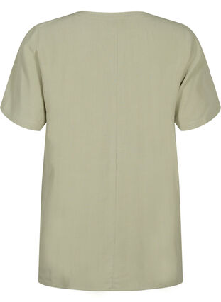 Viscose blouse met korte mouwen en plooien, Seagrass , Packshot image number 1