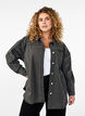 Denim shirt met oogjes op de mouwen, Grey Denim, Model image number 0