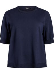 FLASH - Fijngebreide blouse met korte mouwen, Blauw
