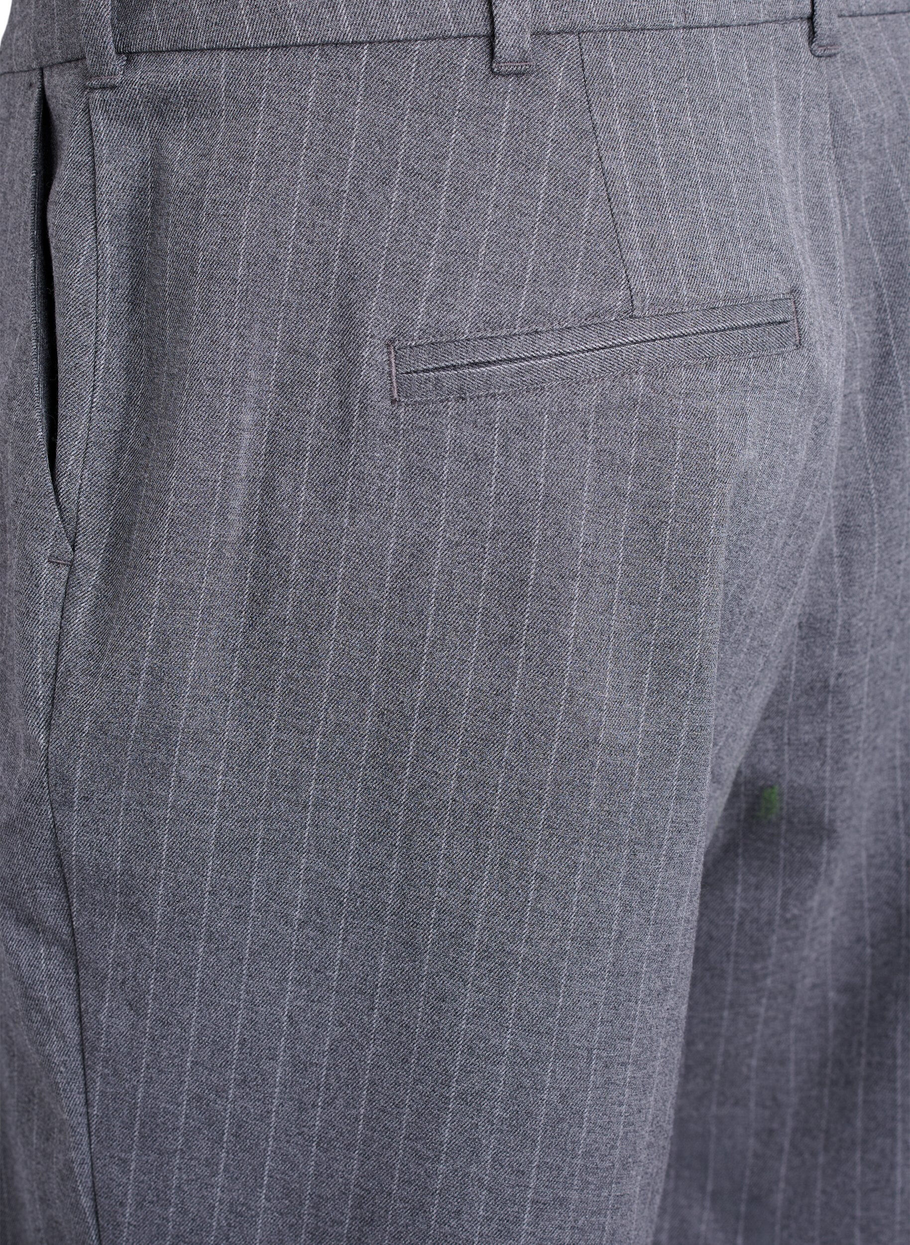 Zizzi Bermuda short met krijtstreep en losse pasvorm, Grijs, Packshot image number 3