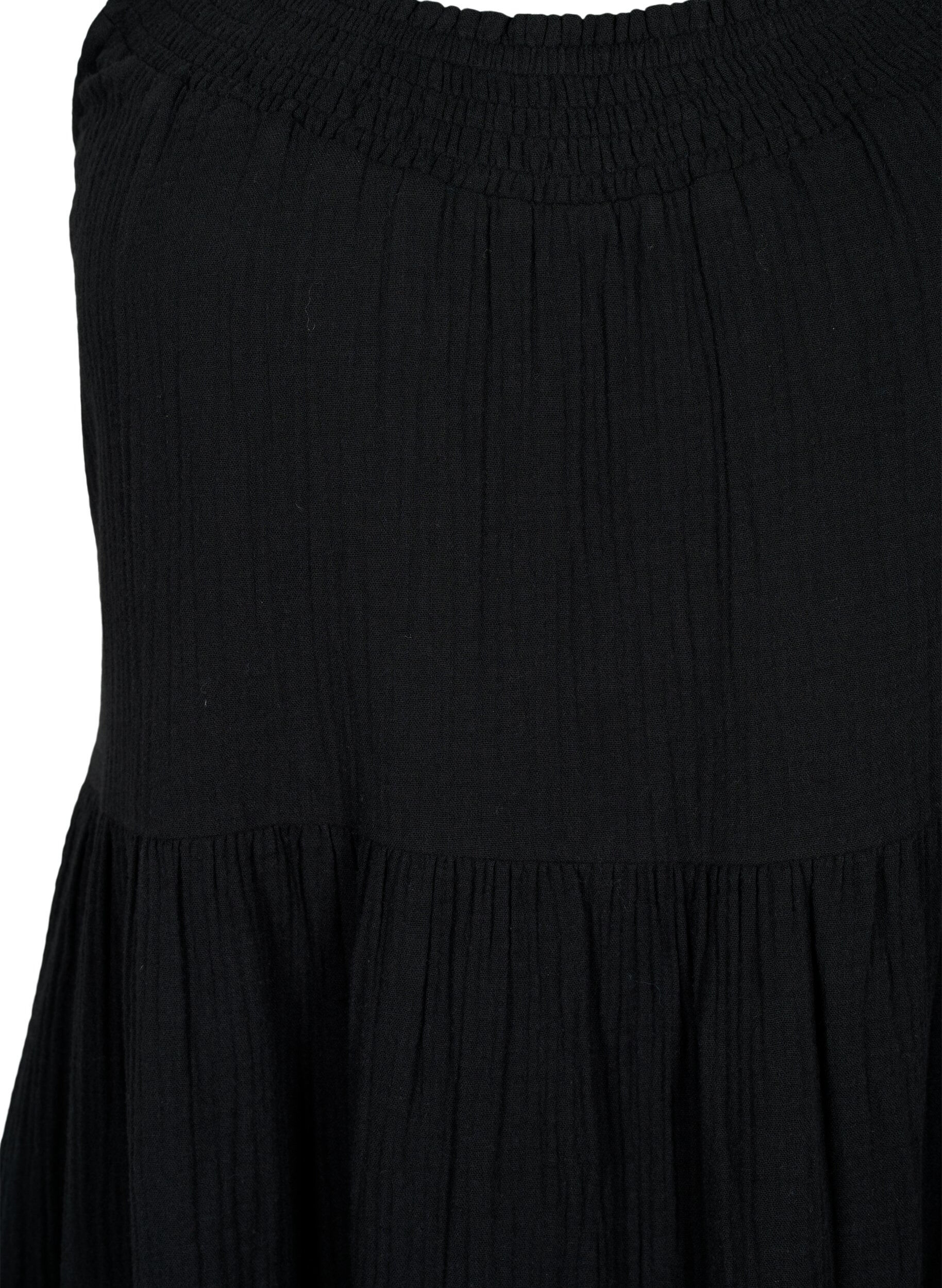 Zizzi Effen katoenen strapless jurk, Black, Packshot image number 2