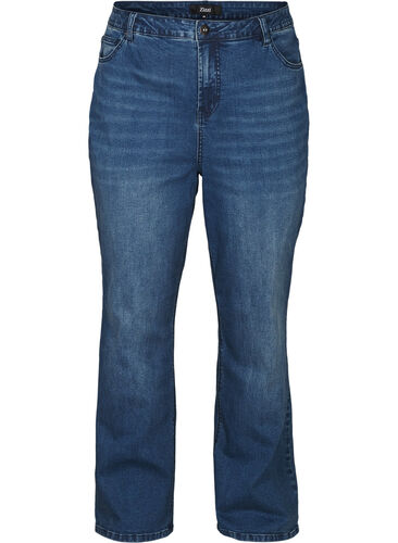 Jeans met extra hoge taille, Blue denim, Packshot image number 0