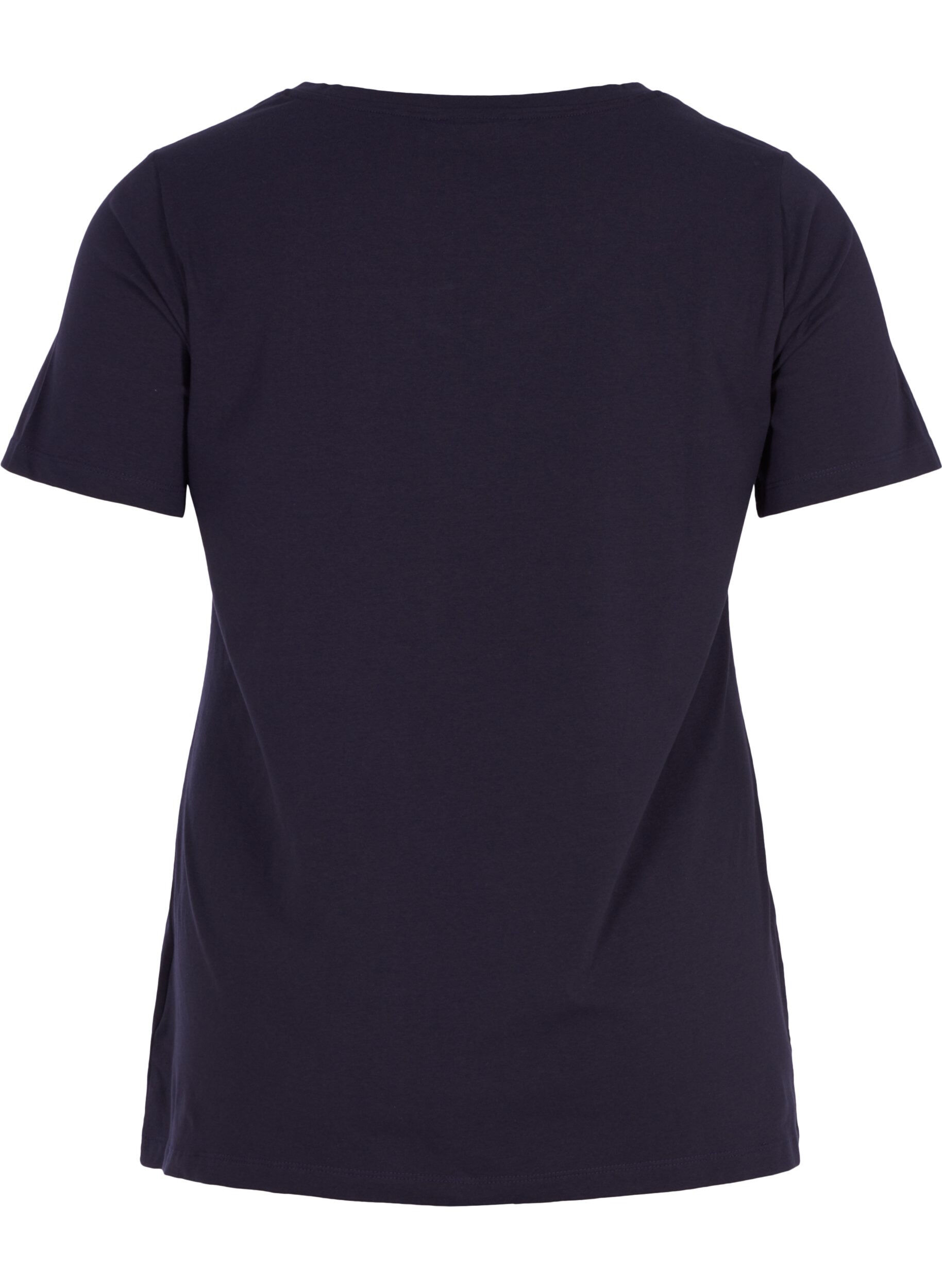 ZizziBasic t-shirt in effen kleur met katoen, Blauw, Packshot image number 1
