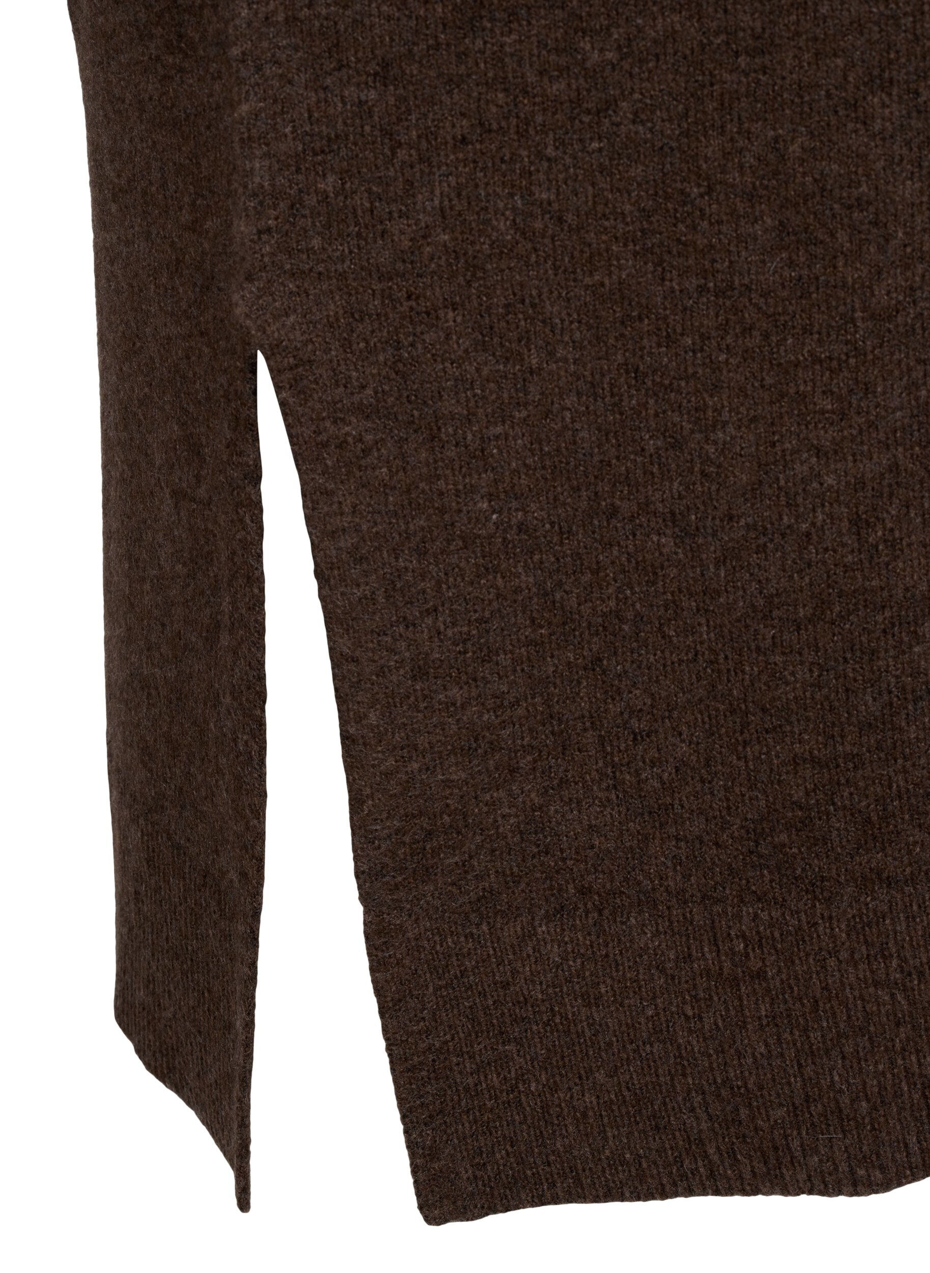 ZizziGebreide jurk met lange mouwen en V-hals, Bruin, Packshot image number 3