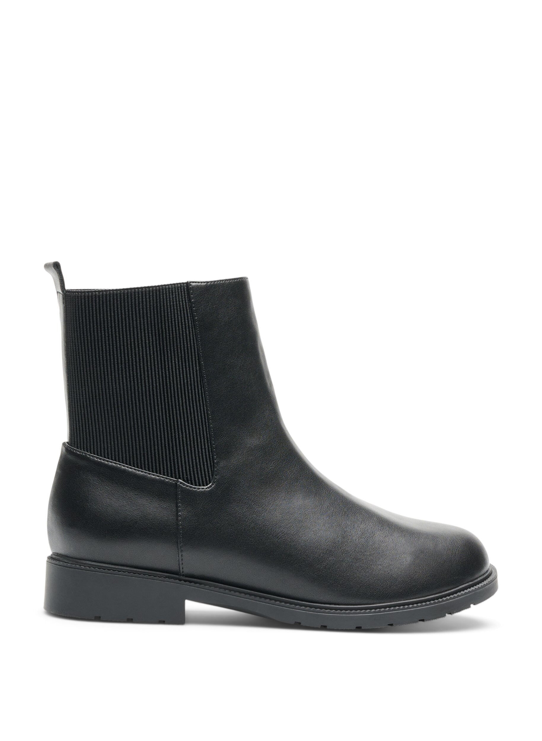 Extra wide fit - Leren Chelsea boot met elastisch paneel