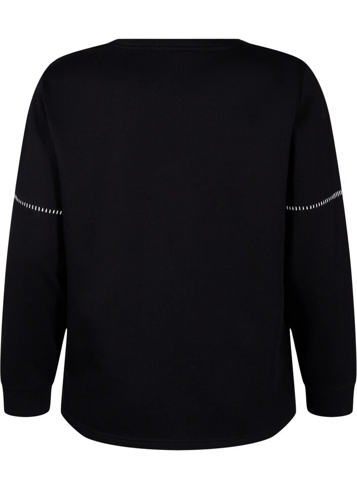 Sweatshirt met contrasterende stiksels, Black, Packshot image number 1