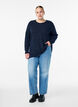 Blouse met lange mouwen en structuur, Blauw, Model image number 1