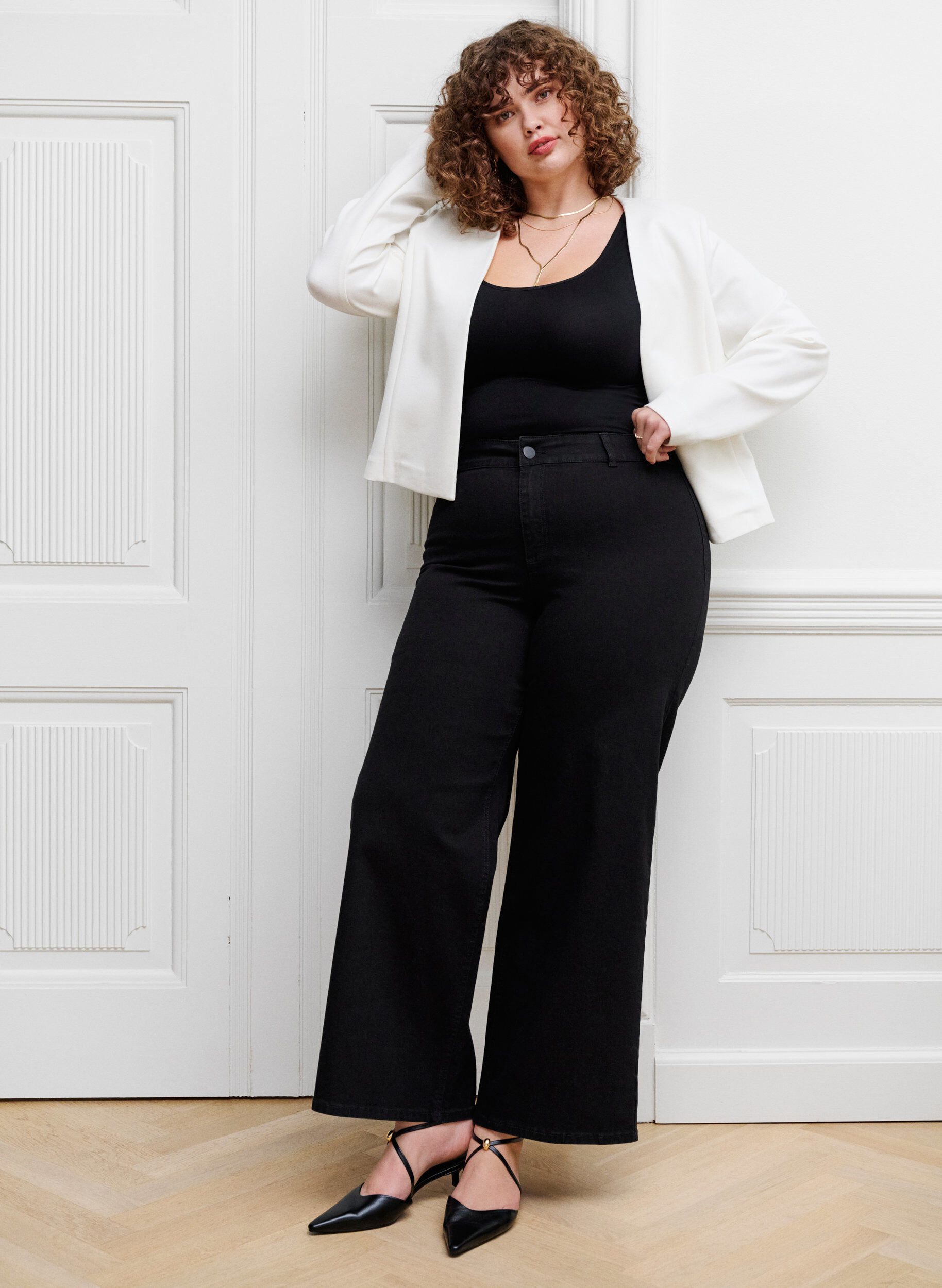 Jeans met hoge taille en wijde pijpen