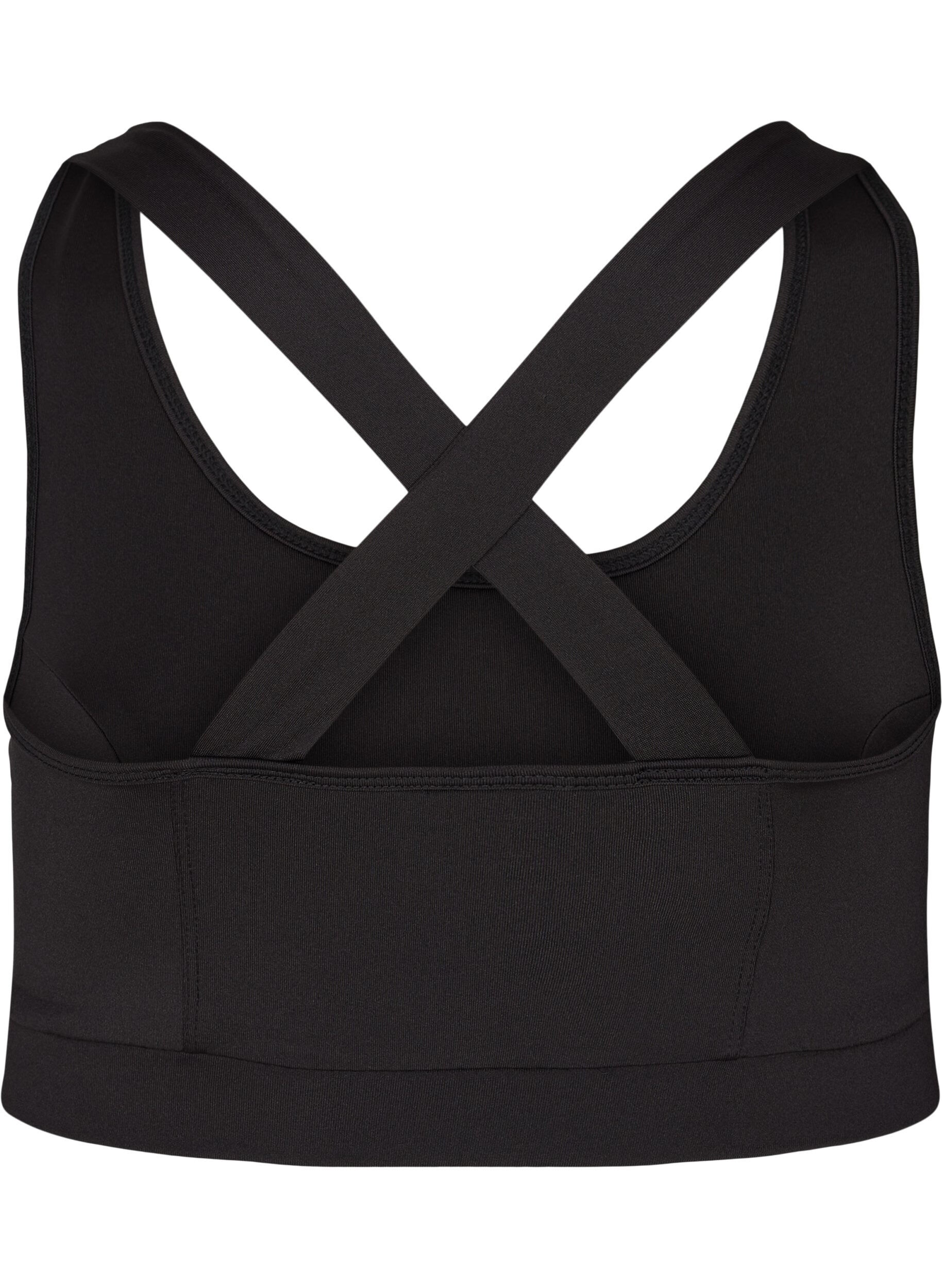 Zizzi Sporttop met effen kleur en gekruiste rug, Black, Packshot image number 1