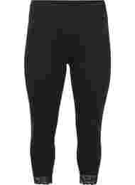Basic 3/4 legging met kanten rand, Black