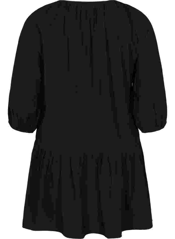 Tuniek in a-lijn met 3/4 mouwen, Black, Packshot image number 1