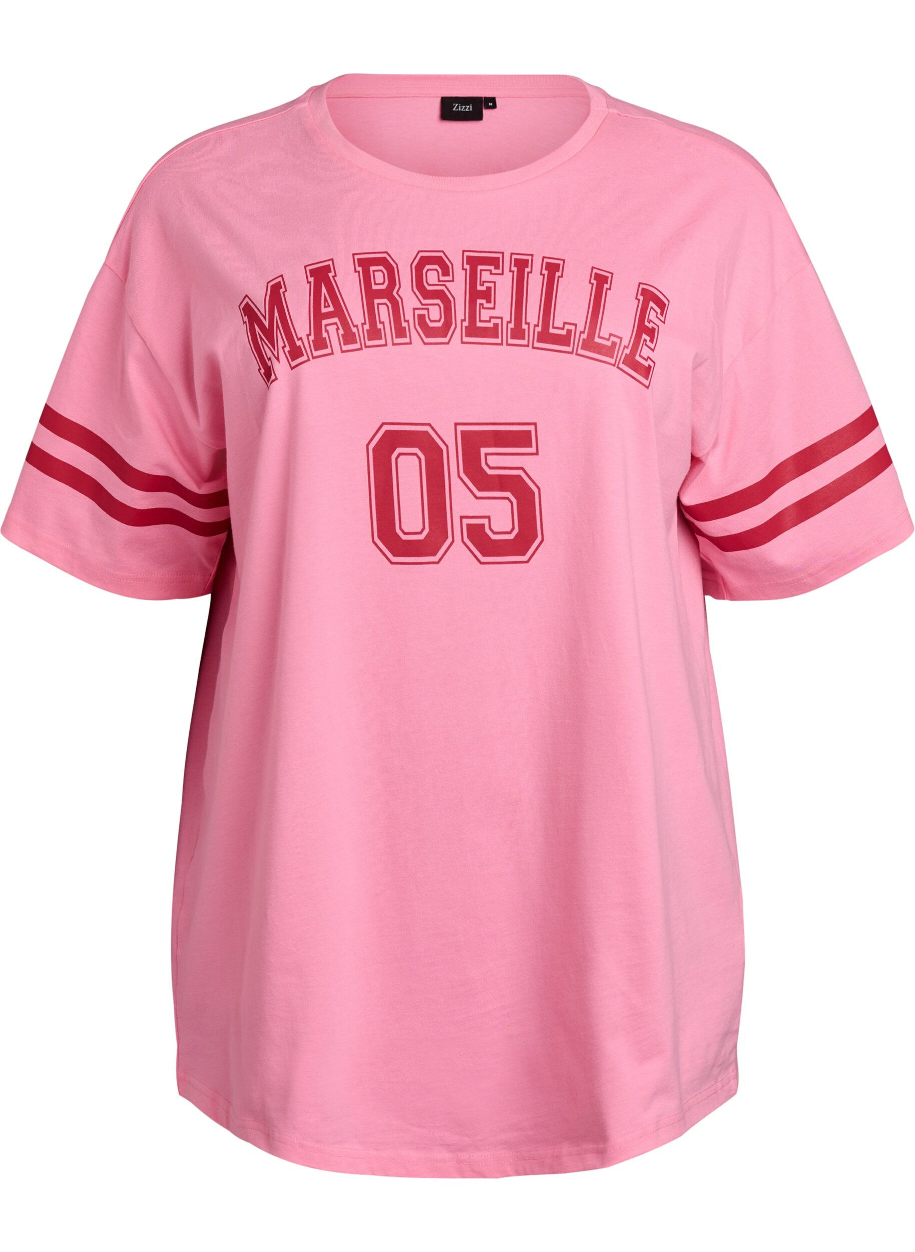 Zizzi Sportief oversized college T-shirt, Roze, Packshot image number 0