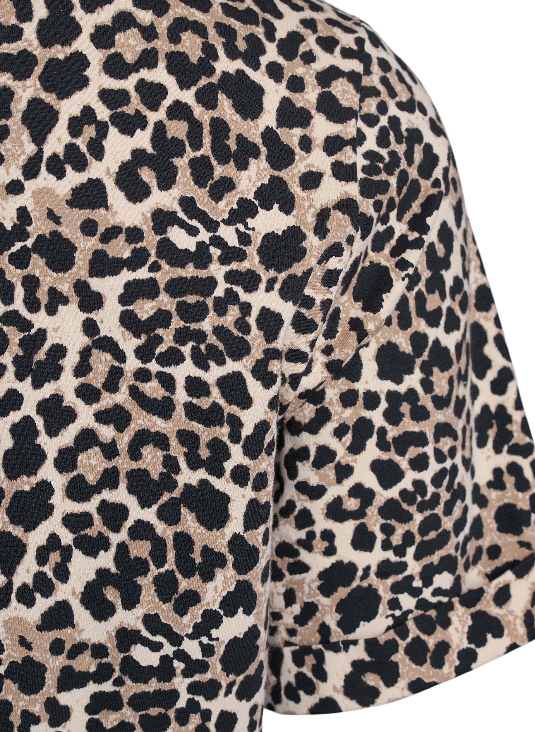 Zizzi T-shirt met ronde hals en all-overprint, Bruin, Packshot image number 3