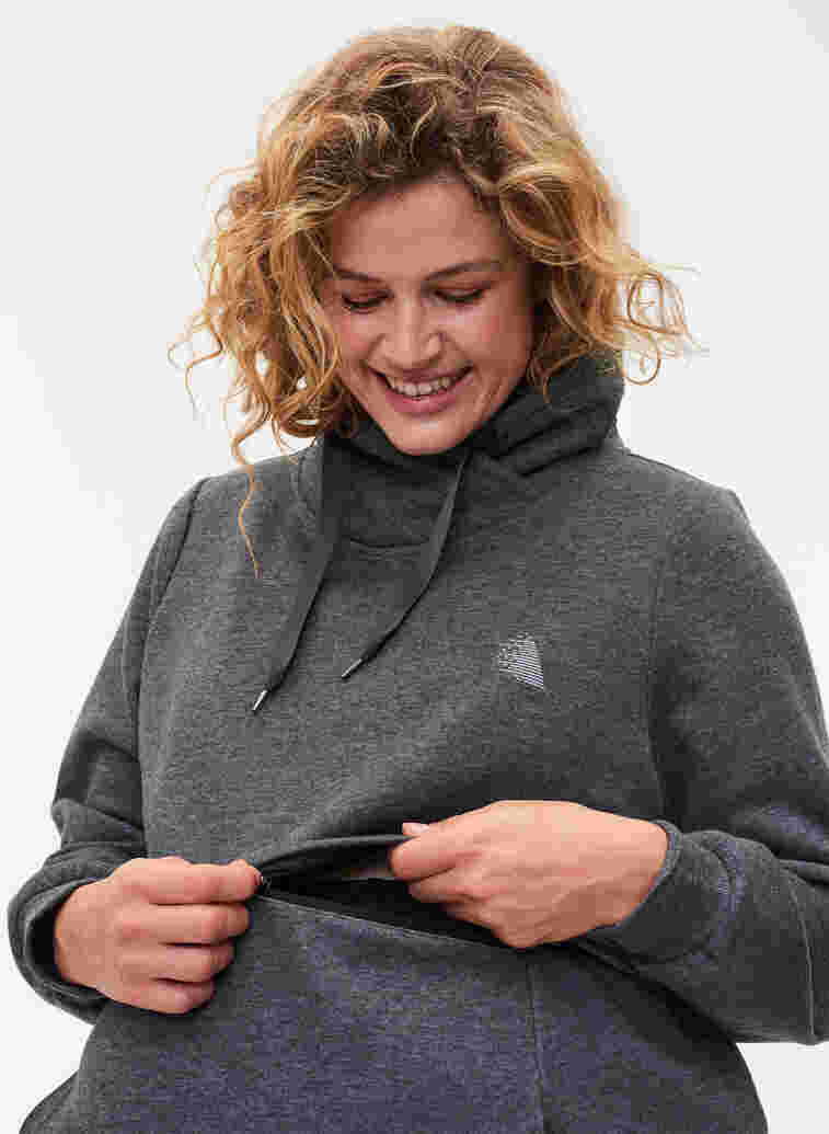 Zwangerschapssweater met borstvoedings functie, Dark Grey Melange, Model image number 2