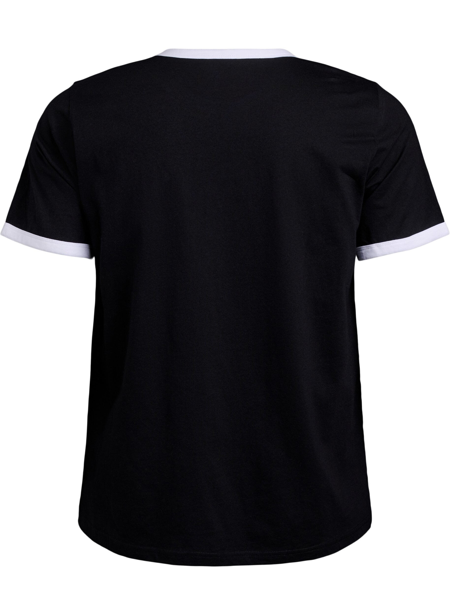 Zizzi T-shirt met tekstprint, Black w.An. Wh.Paris, Packshot image number 1