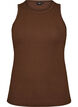 Katoenen ribtop met hoge hals, Bruin, Packshot image number 0