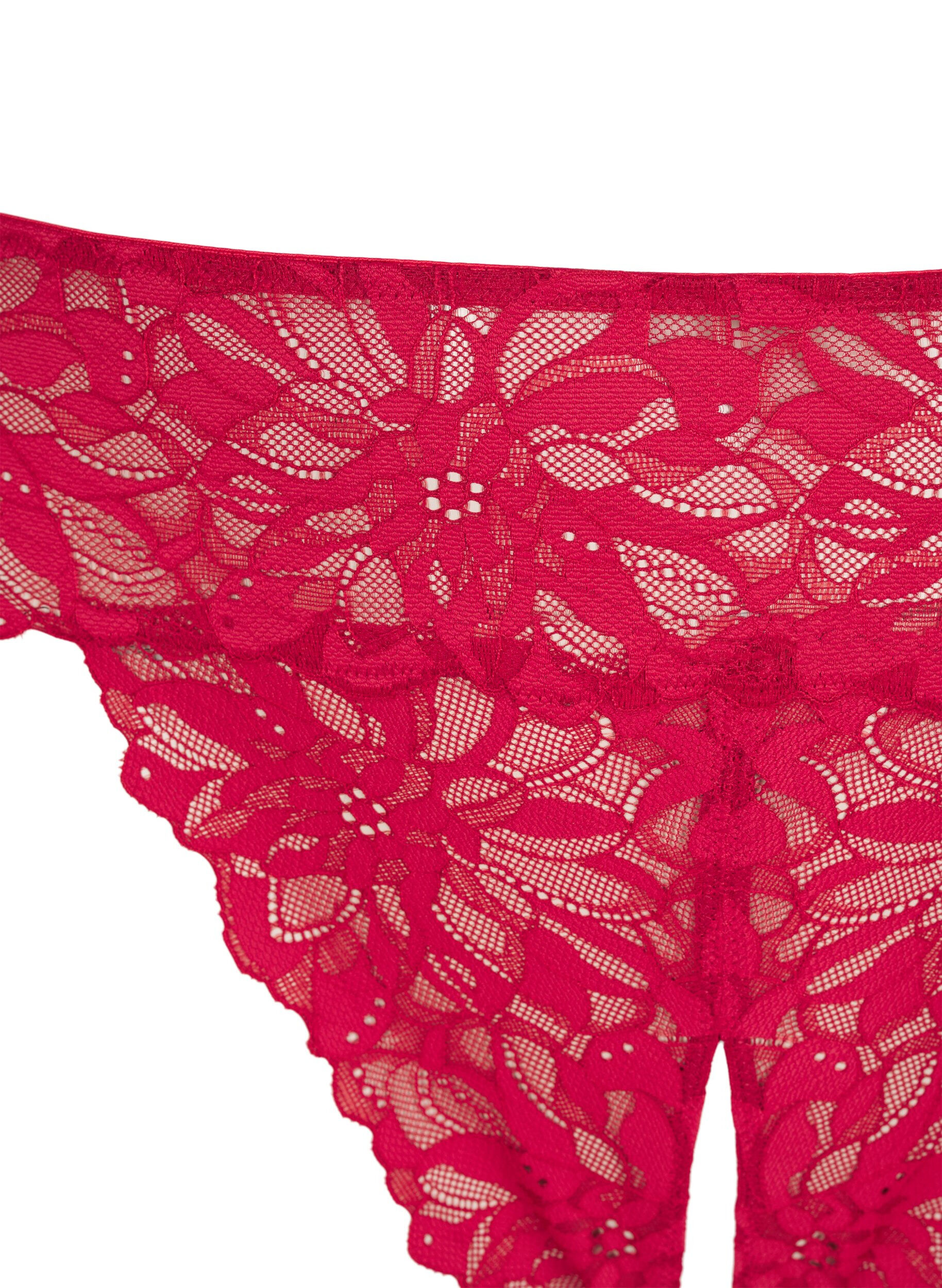 Zizzi Zonder kruis kanten string, Rood, Packshot image number 2