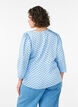 Blouse met stippen, striksluiting en 3/4-mouwen, Blauw, Model image number 2