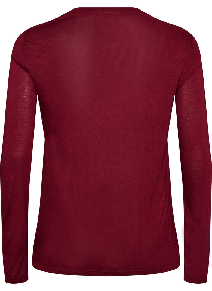 Blouse met lange mouwen van wol en viscose, Rood, Packshot image number 1