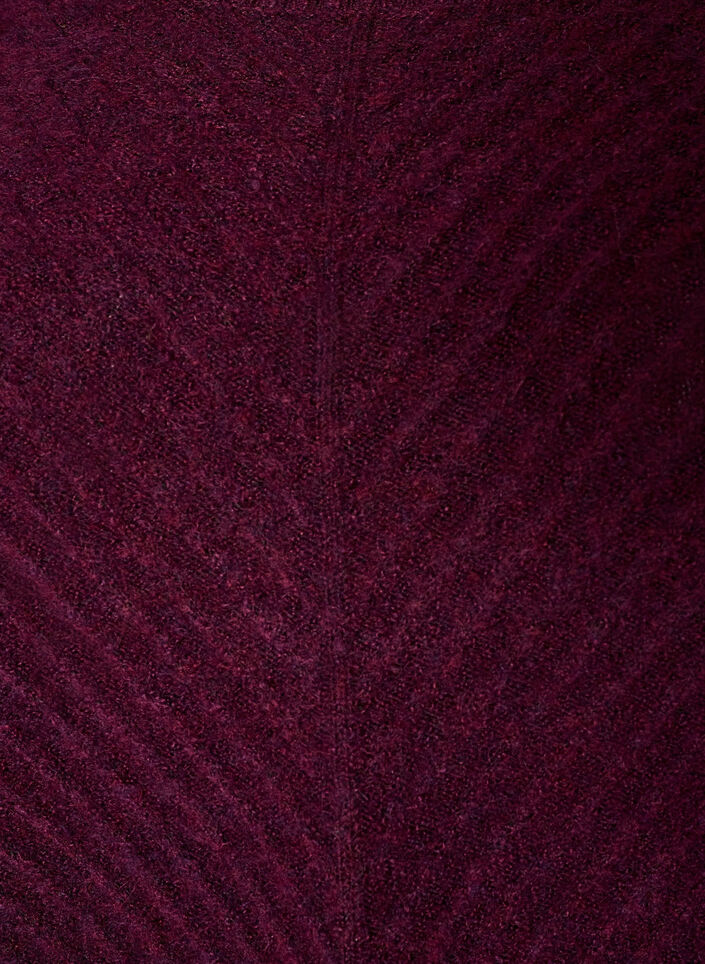 Korte gebreide jurk met een V-vormig textuurpatroon, Rood, Packshot image number 2