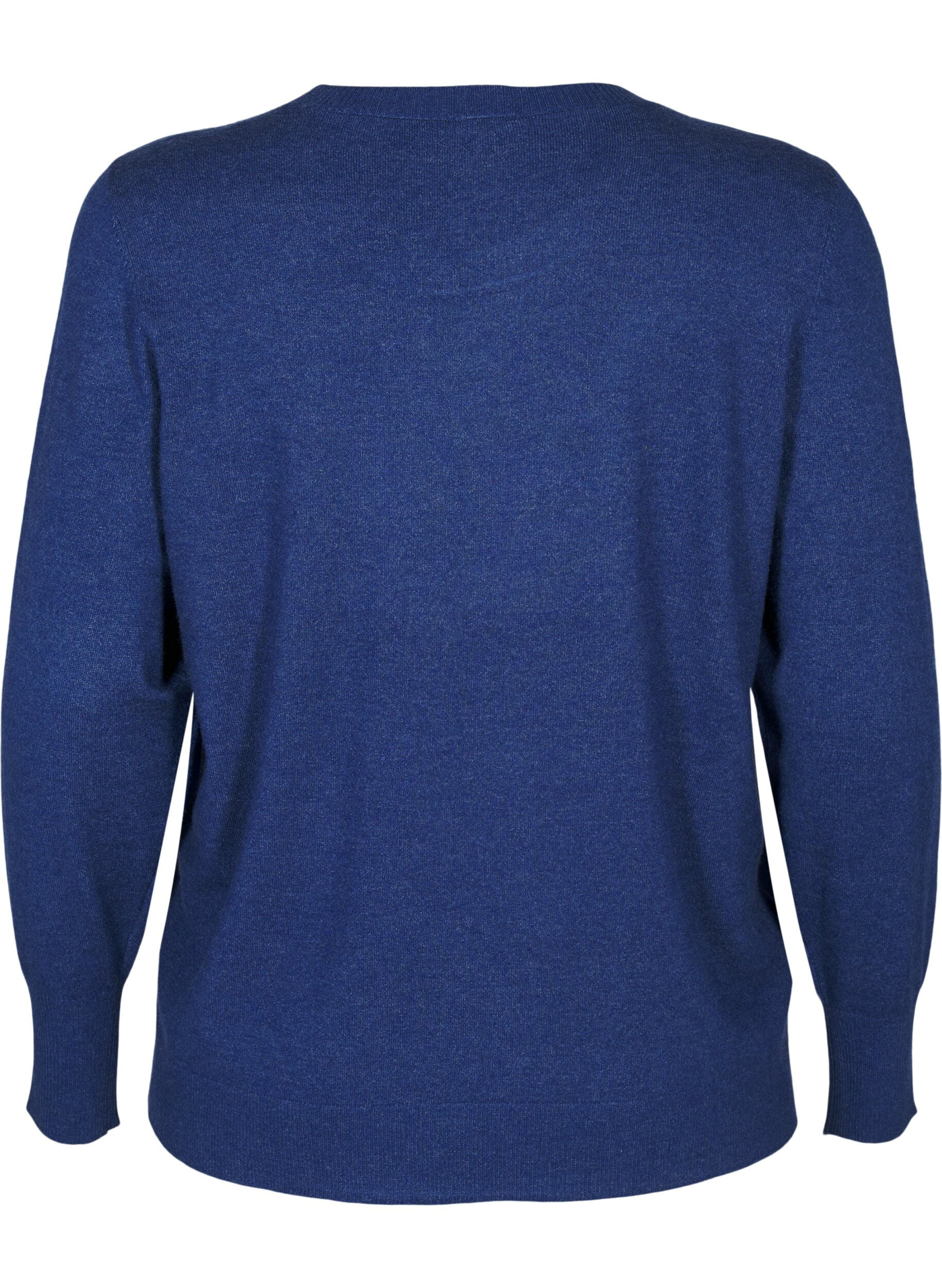 Zizzi Gebreide blouse met ronde hals, Blauw, Packshot image number 1