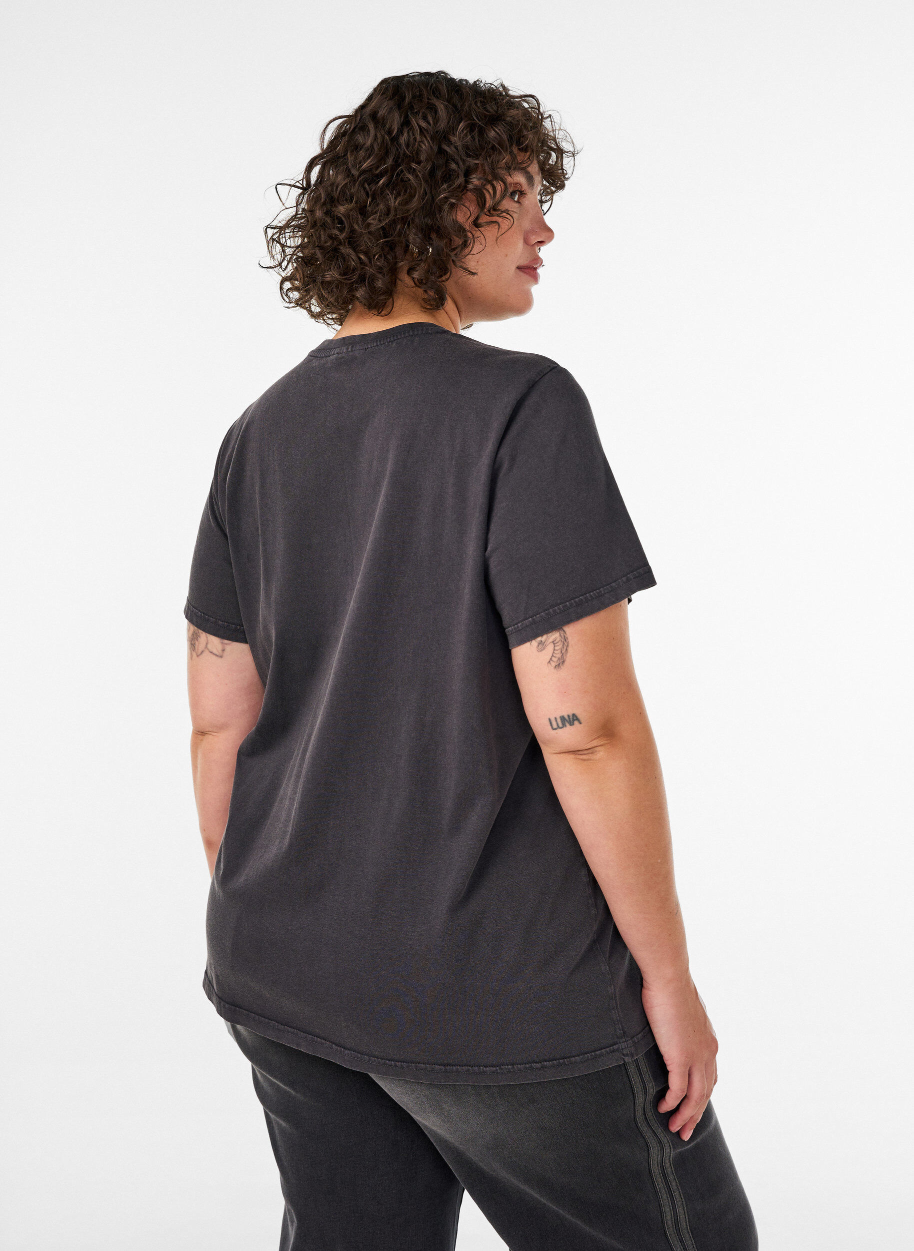 ZizziGrafisch T-shirt van biologisch katoen, Beige, Model image number 2
