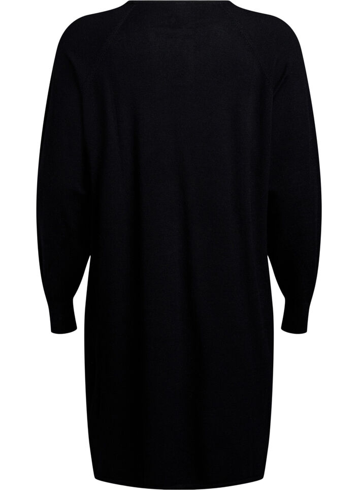 Gebreide jurk met een ronde hals en gebreid patroon, Black, Packshot image number 1