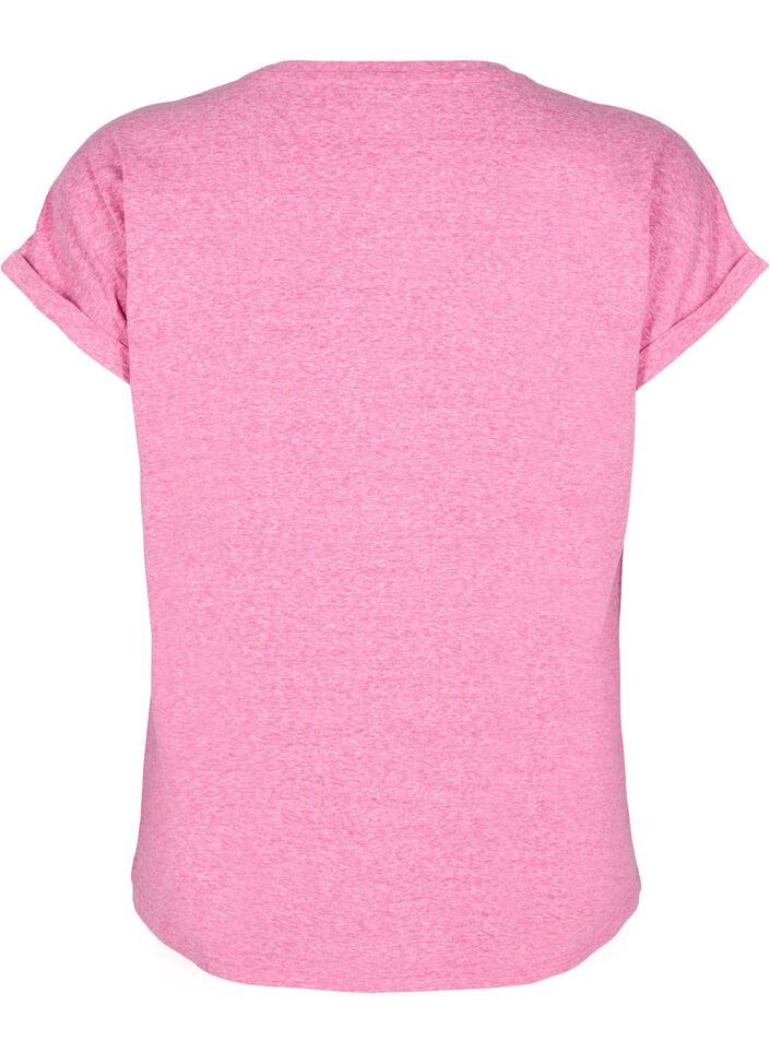 Gemêleerd T-shirt met korte mouwen, Roze, Packshot image number 1