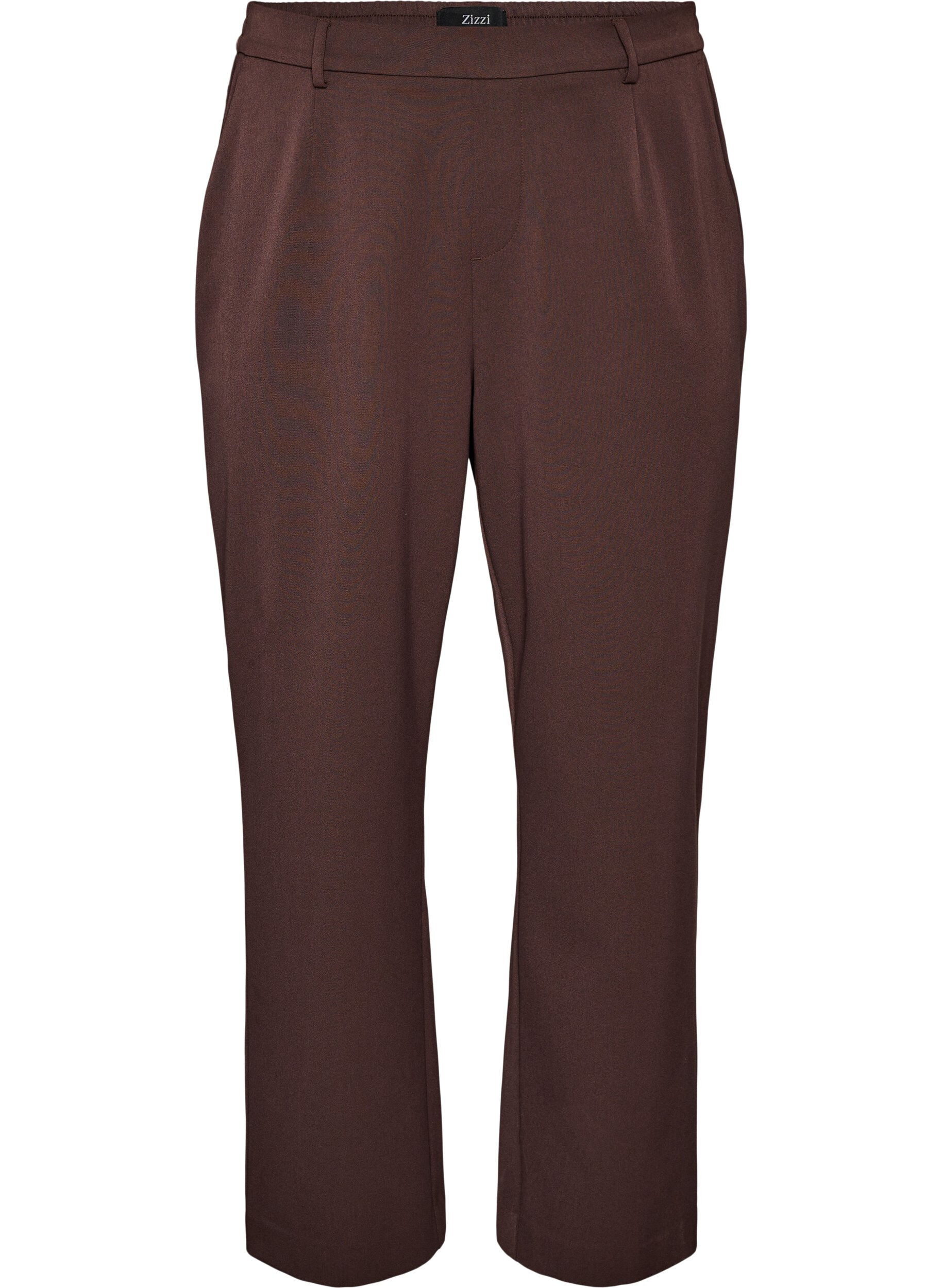ZizziHoogtailleerde pantalon met rechte pasvorm, Bruin, Packshot image number 0