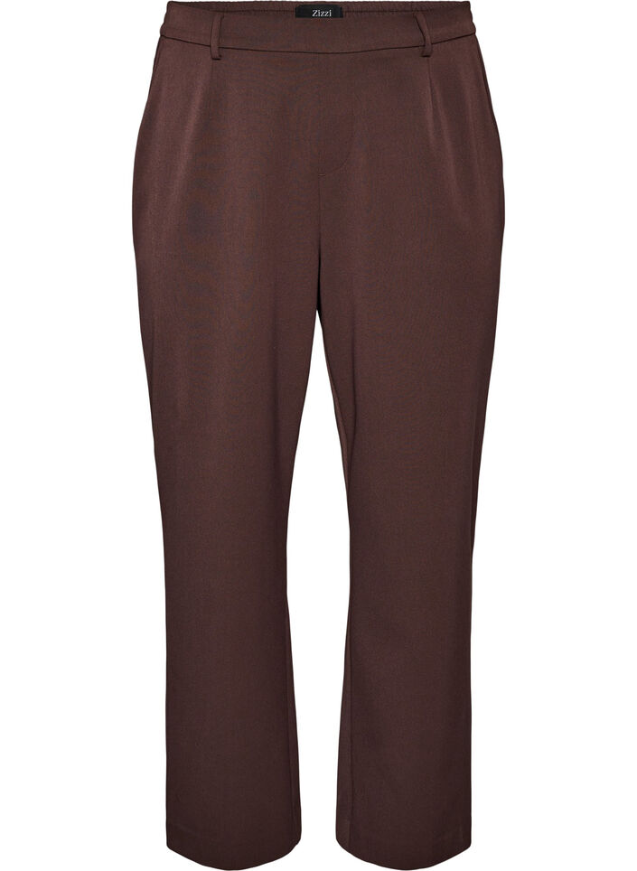 Hoogtailleerde pantalon met rechte pasvorm, Bruin, Packshot image number 0