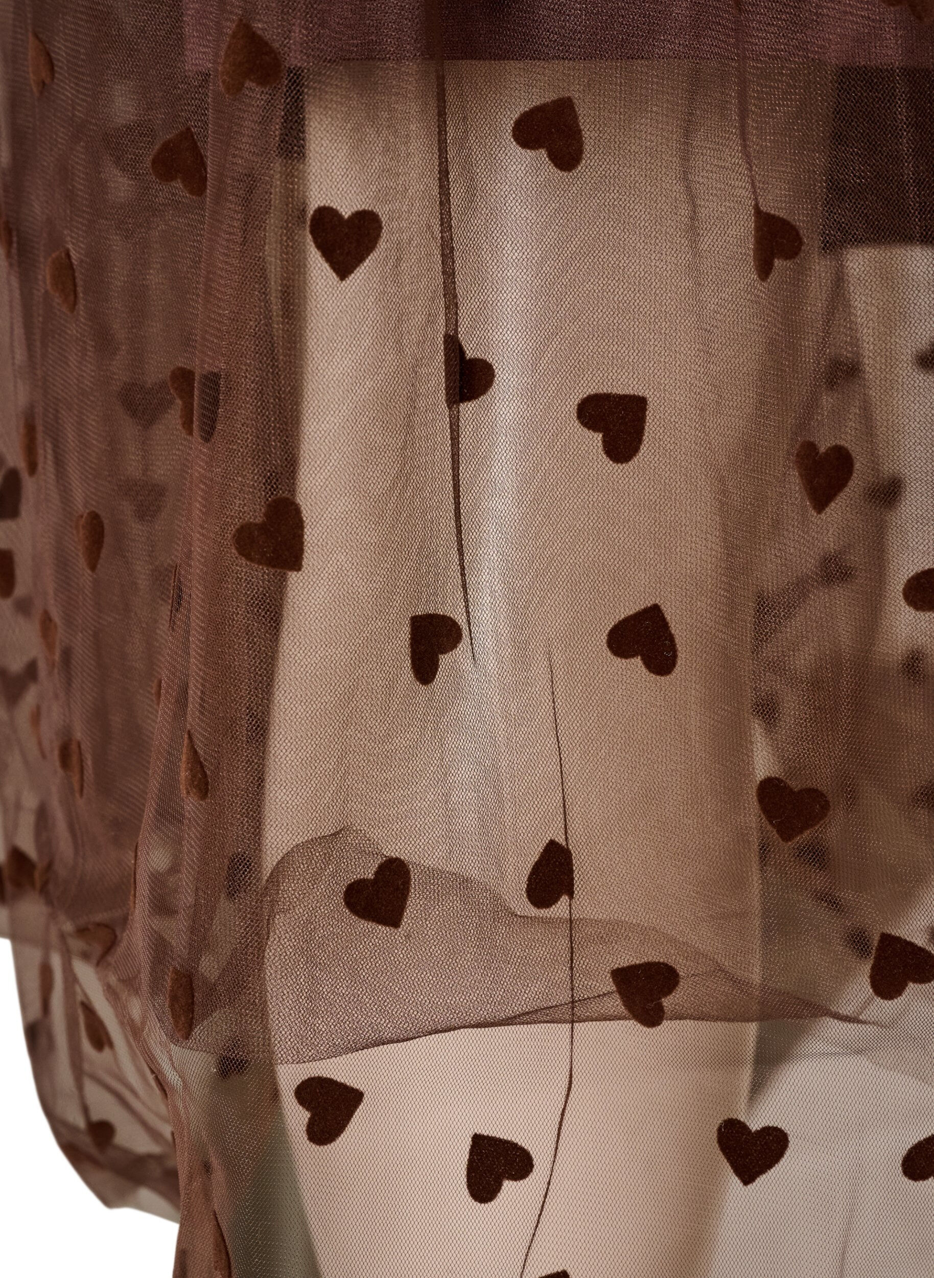ZizziMidi-tule rok met hartjes, Bruin, Packshot image number 3