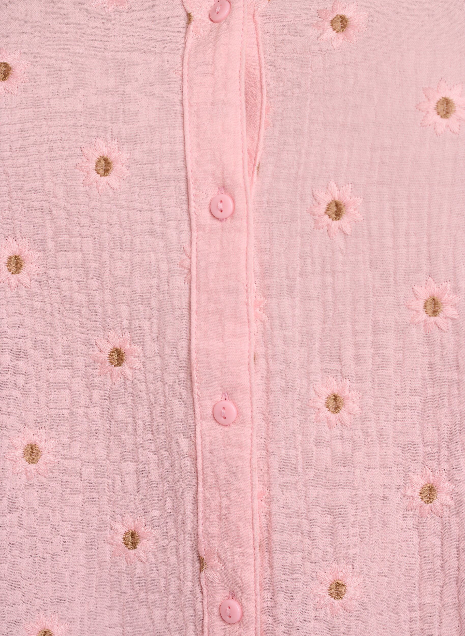 Zizzi Blouse van katoen mousseline met lange mouwen en geborduurde motieven, Roze, Packshot image number 2