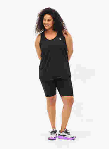Lange strakke sport shorts, Black, Model image number 2