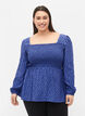 Gestippelde viscose blouse met smok, R.Blue w. Black Dot, Model image number 0