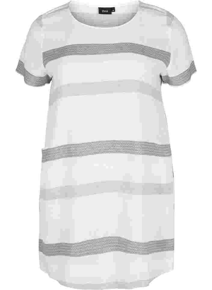 Gestreepte jurk met korte mouwen, White Stripe