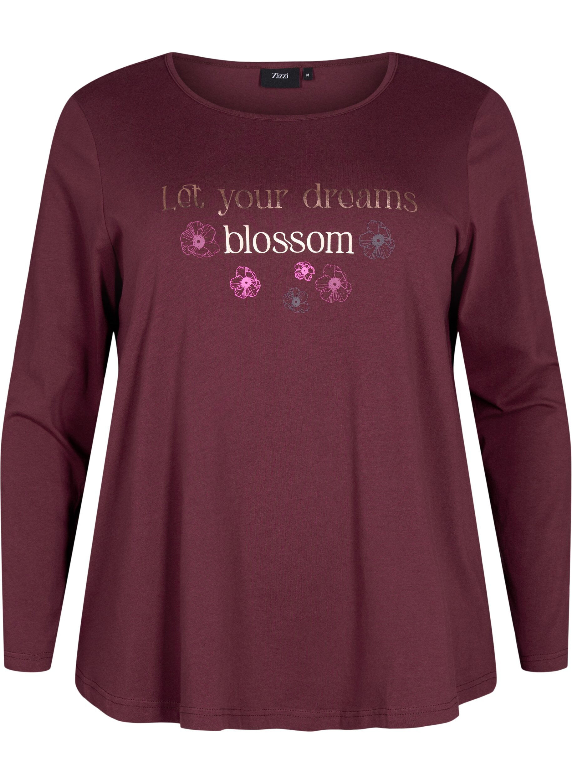 Zizzi Katoenen nachthemd met tekstopdruk, Rood, Packshot image number 0